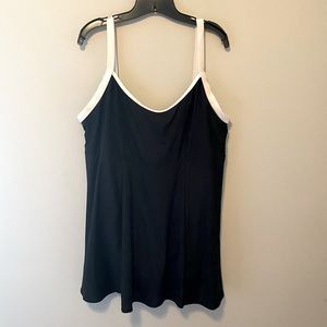 Black swim dress with white trim 22w